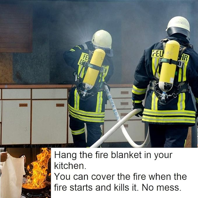 Leberna 5 Pack 39.9x39.3 Fire Blanket Fire Suppression Blanket | Fiberglass Fire Blankets Emergency for People Flame Retardant Fireproof Survival Safety Kitchen, Fireplace, Car, Office, Warehouse