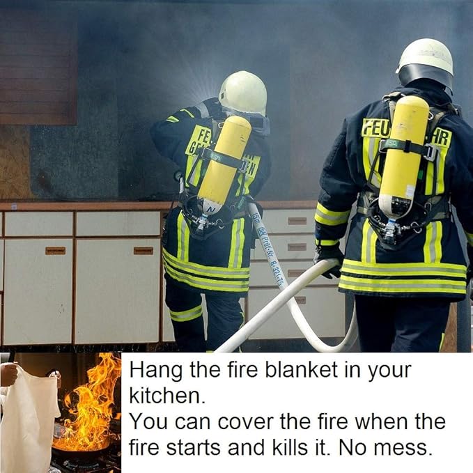 Leberna Emergency Fire Blanket for Home and Kitchen - 2 Pack - Fire Blankets Emergency for Home Safety 40" x 40" - Suppression Shield Retardant Fiberglass Welding Fireproof Cloth Towel