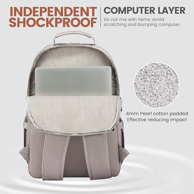 LOVEVOOK Laptop Backpack for Women 17.3 inch,Cute Womens Travel Backpack Purse,Professional Laptop Computer Bag,Waterproof Work Business College Teacher Bags Carry on Backpack with USB Port,Taro Grey