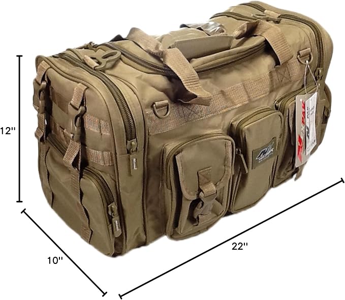 Mens Large 22" Inch Tan Duffel Duffle Military Molle Tactical Gear Shoulder Strap Travel Bag