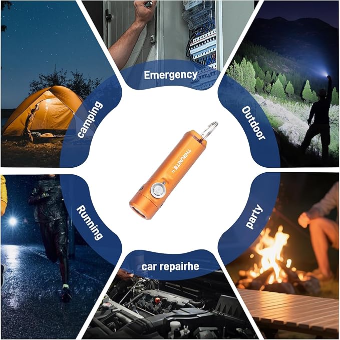 ThruNite Ti Mini Keychain Flashlight, USB-C Rechargeable EDC Pocket Light, Bright 650 Lumens Small Keychain Gadget for Camping, Everyday Carry, Indoor Outdoor Use