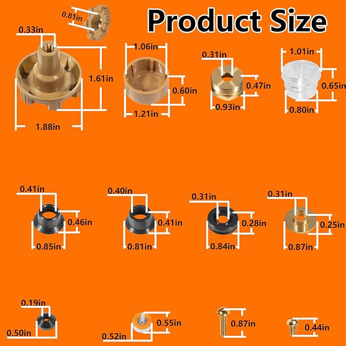 RK-17MH Repair Kit, Metal Handle, for Woodford Model 17 Outdoor Faucet, Wall Faucet Repair Kit, Anti-Freeze Design (12Pcs)