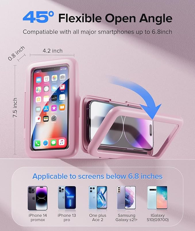 LC-dolida Shower Phone Holder Waterproof 480 Rotation Phone Stand Case Mount Compatible with iPhone 17 16 15 14 13 12 11 Plus Pro Max XS XR up to 6.8" Cell Phone