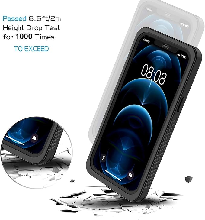 Lanhiem for iPhone 12 Case, Waterproof Dustproof Shockproof Case with Built-in Screen Protector [Not for iPhone 12 Pro], Full Body Underwater Protective Cover for iPhone 12 6.1 inch -Black