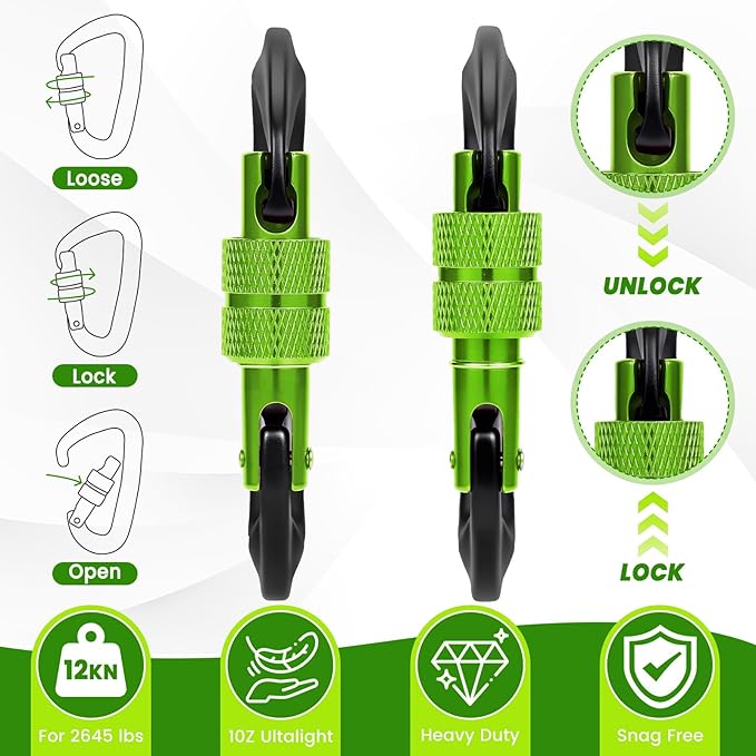 3 Heavy Duty Carabiner Clips 12kN (2697 lbs)-Lightweight Locking Carabiners for Securing Pets，Camping, Hiking, Hammock，Outdoor and Gym etc, Keychains& Utility