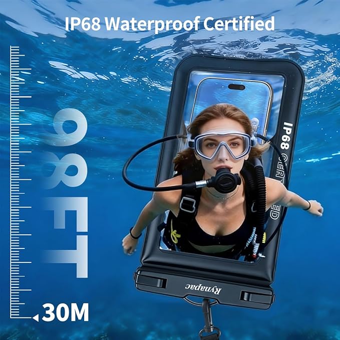 Waterproof Phone Pouch Floating 2 Pack, IP68 Waterproof Phone Case with Lanyard for iPhone 17 16 15 Pro Max, Galaxy S26 Ultra, Touch Screen, Cell Phone Dry Bag for Beach Cruise Essentials, Up to 8.5"