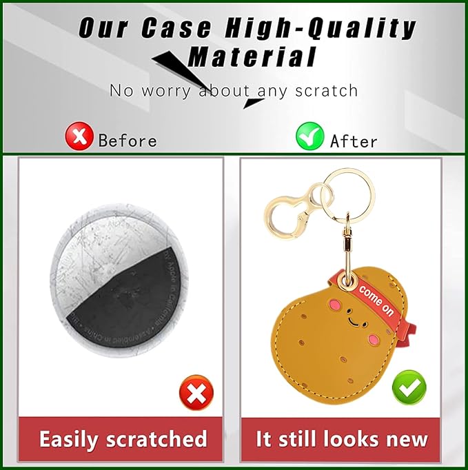 Leather Keychain Holder Case Compatible with AirTag,Cute air tag Cover with Keychain Ring,GPS Tracker Case for Keys