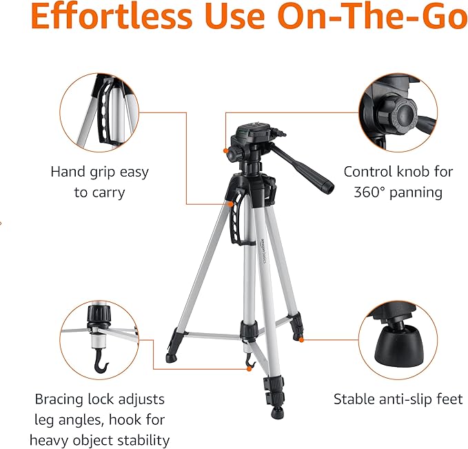 Amazon Basics 60-inch Lightweight DSLR Tripod with Bag, Black