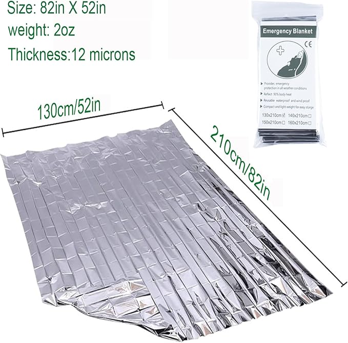 Crisonky Emergency Mylar Thermal Blankets, Designed for Outdoors, Survival Reflective Thermal First Aid Foil Blanket