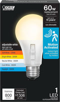 Feit Electric LED Motion Sensor Light Bulb, A19 60W Equivalent, 5CCT, Non-Dimmable, E26 Medium Base, 90 CRI, 800 Lumens, Adjustable White, 15 Years Lifetime, OM60/5CCTCA/MM/LEDI