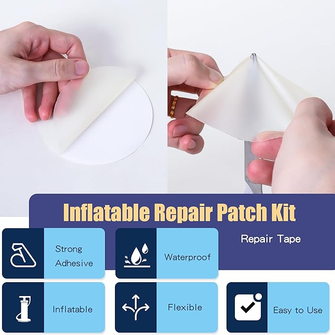 Breliter Inflatable Patch Repair Kit - Waterproof TPU Pool Repair Tape, Heavy Duty Repair Patch for Air Mattress, Bounce House, Inflatable Toys, Tent, Swimming Ring - 10 Packs of 2.5in x 2.5in, Round