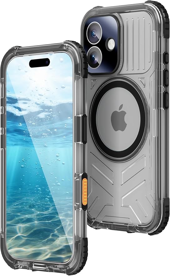 WIFORT for iPhone 17 Waterproof Case, [Fit for Magsafe] with Sapphire Lens & Screen Protector, IP68 Full Body 15FT Military Shockproof, Magnetic Frosted Phone Cover with Lanyard, 6.3" Black