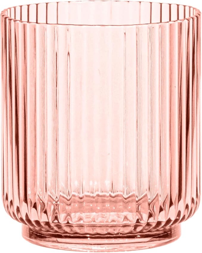 Abode Homewares Mesa 15 oz Durable Acrylic Double Old Fashioned Glasses, Shatter-Resistant and Dishwasher-Safe Drinkware for Outdoor/Indoor Use, Ideal for Scotch, Bourbon, Cocktails - Pink - Set of 6