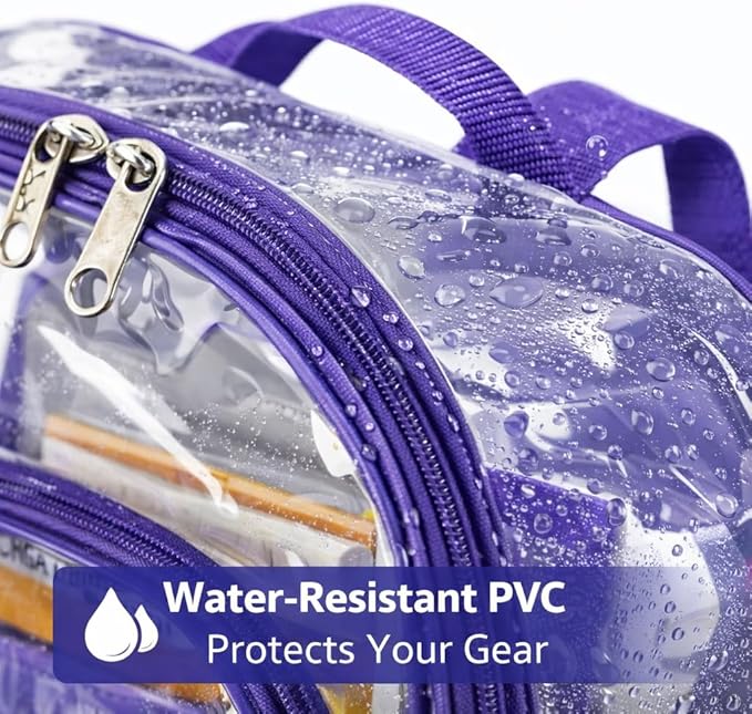 K-Cliffs Large Transparent Backpack Clear Heavy Duty School Bag Durable Student Bookbag See Through Vinyl Daypack Workbag