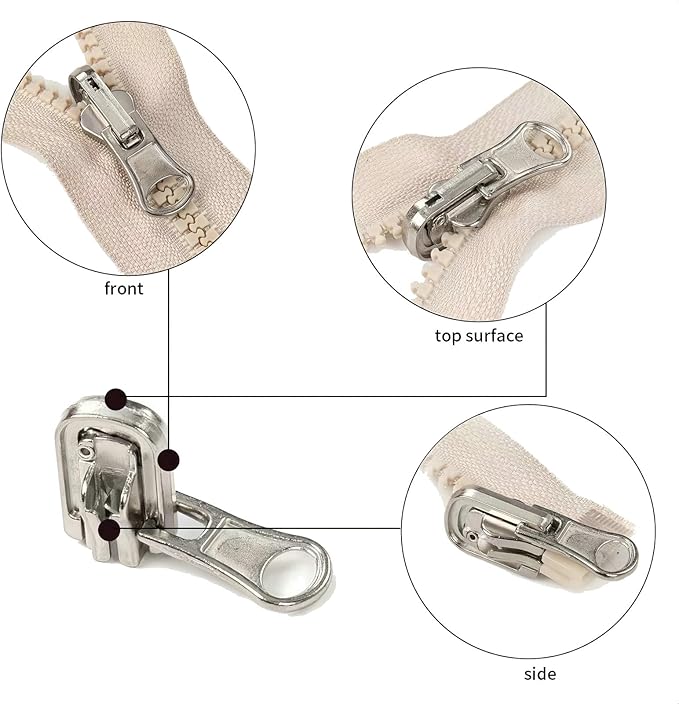 Universal Zipper Repair Kit - 3-Size Double-Sided Zippers Slider Replacement with Zipper Pull for Jackets, Luggage, Backpacks & Outdoor Gear | No-Sew Installation