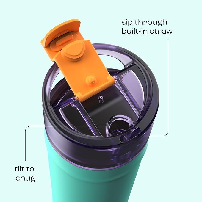 bubba 24 oz Dualsip Insulated Stainless Steel Water Bottle with Straw - Reusable, Leakproof, Lightweight, Dishwasher Safe, Lead-Free and BPA-Free, Field Trip