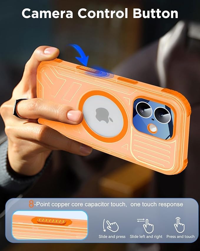 for iPhone 17 Waterproof Case with Magsafe, Built-in [Camera & Screen Protector] [Lanyard], IP68 Water Proof Full Body Dustproof Heavy Duty Frosted Protective Phone Cover, 6.1" Orange