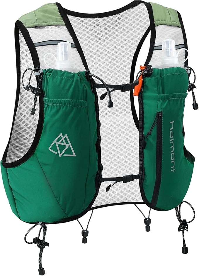 Haimont Running Hydration Vest with Water Bottles for Men Women, Lightweight 10L Hydrated Vest Pack for Trail Running, Hiking