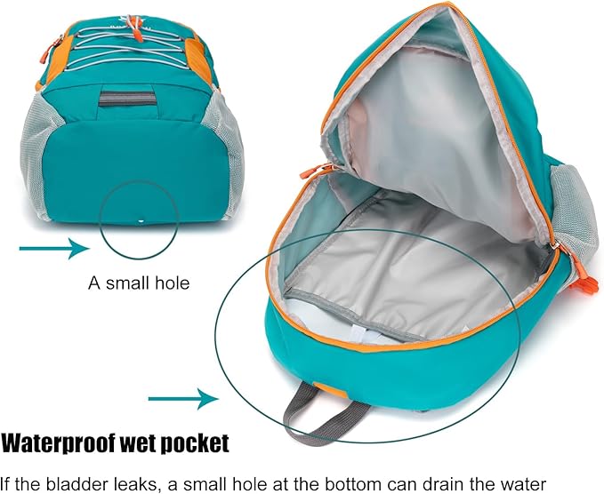 IVYGREEN Little Kids Hiking Backpack for Boys or Girls, Small Daypack for Camping or Travel (Teal blue, Small)