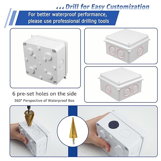 NineLeaf White Junction Box, IP65 Waterproof ABS Plastic Electrical Enclosure, Outdoor Dustproof Weather Resistant Project Box, 3.9 x 3.9 x 2.8 Inch (100x100x70mm), 2PK
