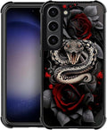 for Samsung Galaxy S23 Case, Entwined Rose Snake Pattern Graphic Design Girl Boy Soft Silicone Hard Acrylic Shock Protection for Samsung Galaxy S23