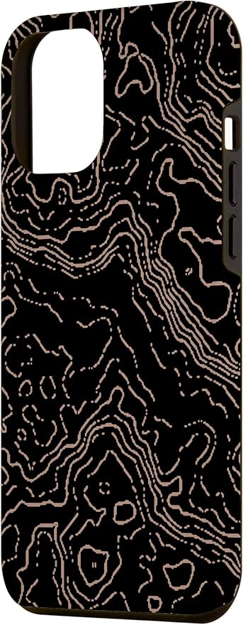 Topography Black & Brown Abstract Pattern Topographic Map Case for iPhone 12 Pro Max