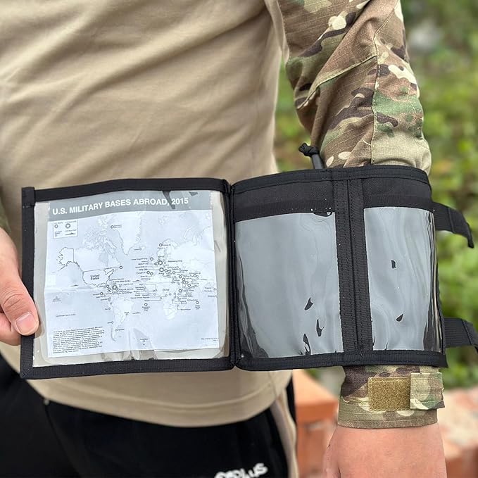 Tactical Arm Sleeve Map Pouch Case Documets Holder Wrist Case Wrist Map Holder QB Wristband Map Case Military Arm PouchTactical USA Flag Patch