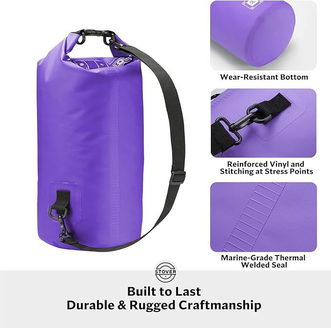 STOVER 5/10/25/30/40/55L Waterproof Dry Bag- Roll-Top Backpack w/Phone Case- Kayaking, Hiking, Camping, Boating- Men/Women