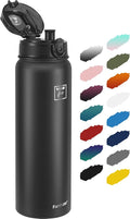 Fanhaw 32 oz Insulated Stainless Steel Water Bottle with Anti-Dust Chug Lid, Leakproof Vacuum Sports Bottle for Men & Women (Black)