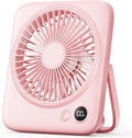 Otlonpe Portable Desk Fan 6.5 Inch, 4000mAh Rechargeable Battery Operated & USB Powered, 23Hrs Cordless Small Personal Fan 4-Speed Quiet for Office Travel Home Sleeping, Led Display, Foldable (Pink)