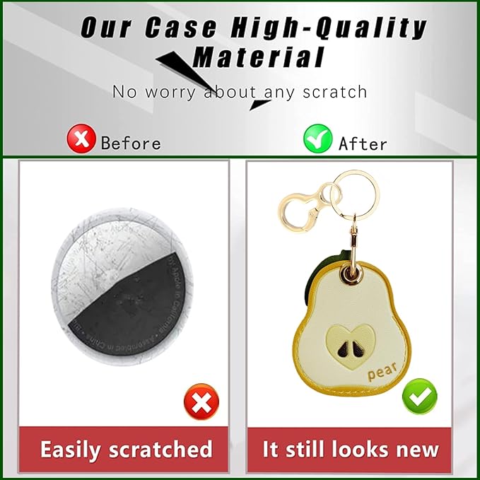 Leather Keychain Holder Case Compatible with AirTag,Cute air tag Cover with Keychain Ring,GPS Tracker Case for Keys