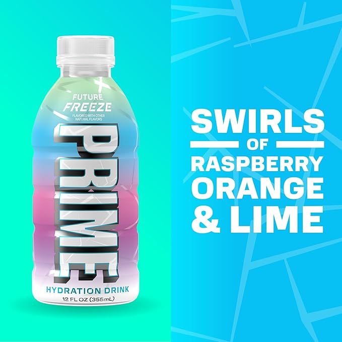 PRIME Hydration Cherry Freeze & Future Freeze Sports Drinks with Coconut Water, Electrolyte Enhanced to Replenish Fluids, Zero Added Sugar, B Vitamins, Antioxidants, Natural Flavors, 12 Fl Oz 24 Pack