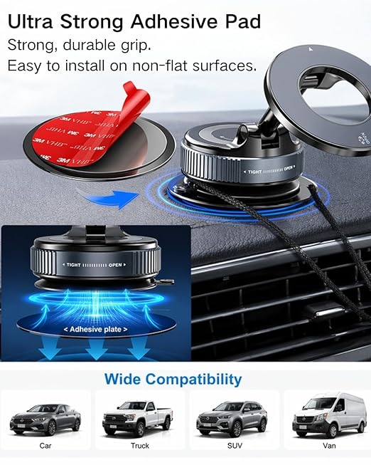 APPS2Car Dashboard Pad Mounting Disk for Suction Cup Phone Mount, 3Pcs 3" (76mm) Ultra Sticky Heat-Resistant Replacement Disc for Vacuum Suction Phone Holder, Dash Mount, GPS Holder Suction Mount