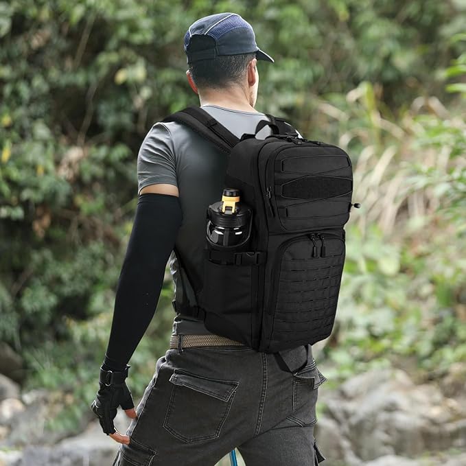 HUNTVP Tactical Backpack for Men 35L Military Backpack MOLLE 1000D Army Daypack 3 Day Bug Out Bag for Work Camping Hiking Outdoor, Black