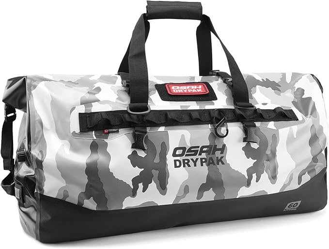 OSAH DRYPAK Waterproof Duffel Bag 25L/40L/60L – Heavy-Duty Motorcycle Tail Bag, Roll-Top Dry Bag for Travel, Camping, Boating, Kayaking, Outdoor Adventure