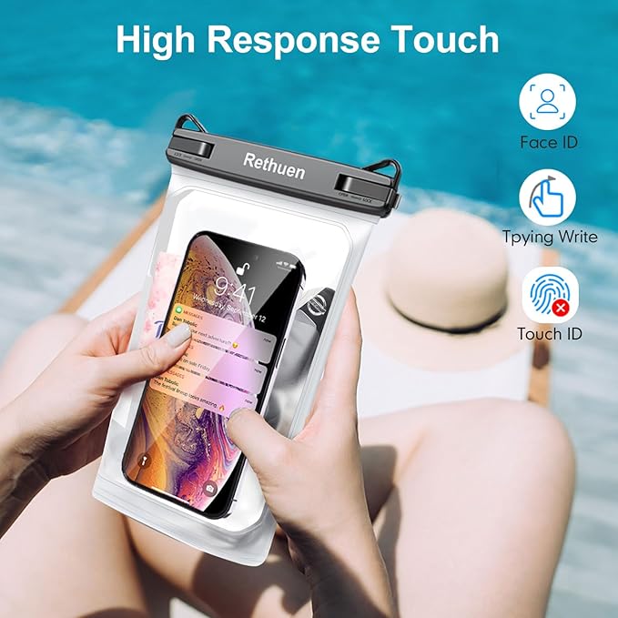 Large Floating Waterproof Phone Pouch, 2Pack Cell Phone Dry Bag for iPhone 17 16 15 14 13 Pro Max Galaxy S26 S25 Ultra All Phones, Water Proof Dry Bag for Beach Water Park (Frosted + Frosted)