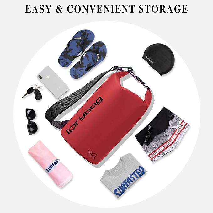 IDRYBAG Dry Bag for Kayaking Waterproof 2L/5L/10L/15L/20L, Small Dry Sack Waterproof Bag for Boating