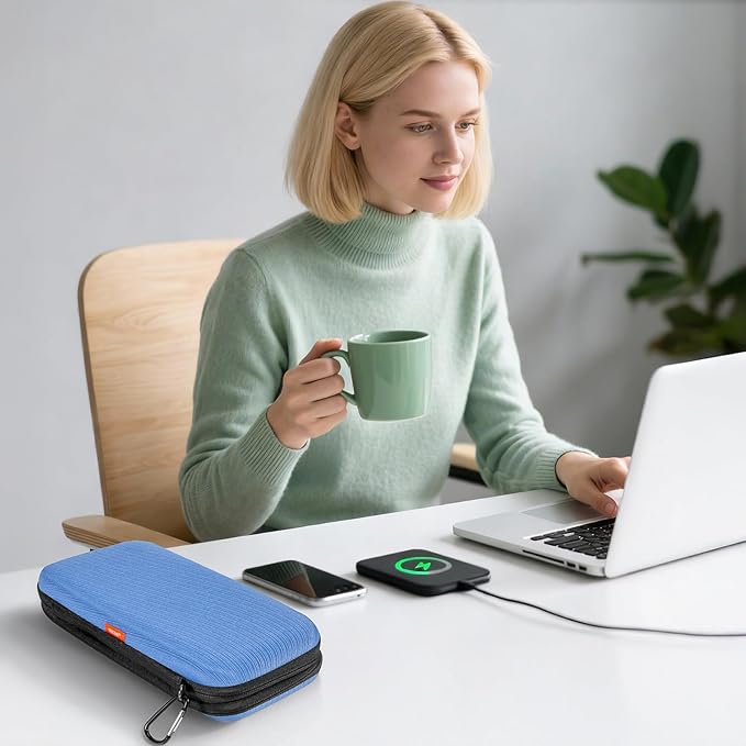 Hard Shell Carrying Case with Multiple Pocket - Double-Layer Electronics Organizer Travel Case - Portable Zipper Tech Cord Pouch Bag for Charger, Phone, Power Bank, Extenal Hard Drive, USB Flash Drive
