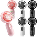 Rossesay 6 Pcs Mini Portable Fan Bulk Cute Handheld Lightweight Small Little Personal Hand Eyelash Fan 3 Speeds USB Rechargeable for Women Men Indoor Outdoor Makeup Travel (Black,Pink,White)