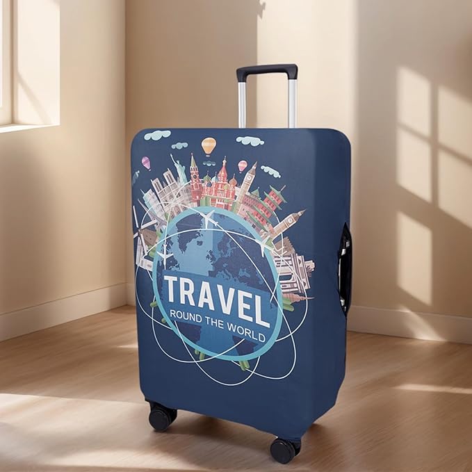 WUJIAONIAO Travel Luggage Cover Baggage Suitcase Cover Protector Skins 18-32 Inch (A9 TRAVEL, S (for 18-20 inch luggage))