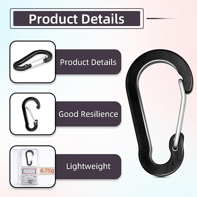 12pcs Aluminum Small Carabiner Clip, 2 Inch Carabiner Keychain Clasp Spring D Ring for Hanging Home KeyRings Hook Paracord Lanyard Keychain Pet Collar Hiking Camping Fishing Accessories (Assorted)