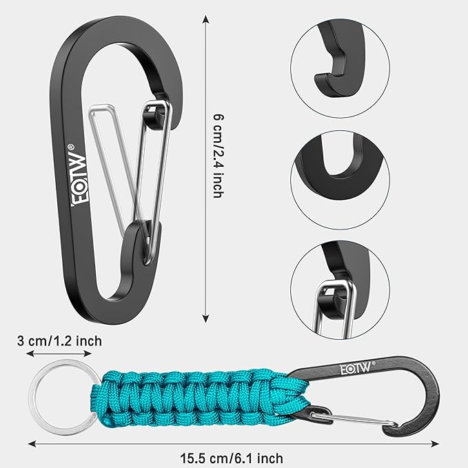 EOTW Paracord Keychain for Men Women Paracord Carabiner Backpack Keychain with Aluminum Clip for Camping Hiking Outdoor Gear