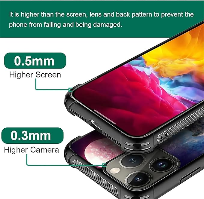 for iPhone 16 Pro Case, Star Two Wolfs Howling Pattern Graphic Design Girl Boy Soft Silicone Hard Acrylic Shock Protection for iPhone 16 Pro