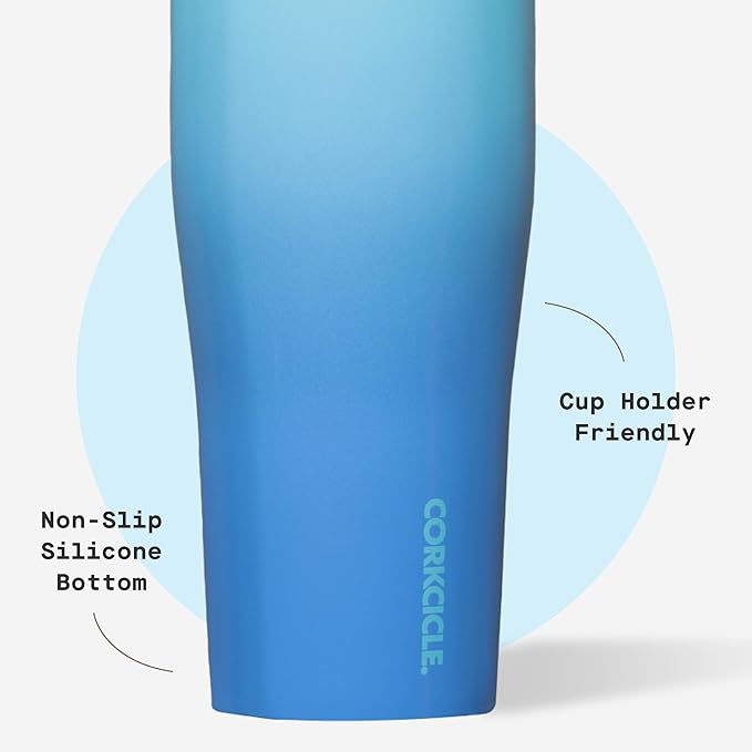 Corkcicle Go Cup XL - Leak-Proof Travel Tumbler - Triple Insulated Stainless Steel Water Bottle - Easy-Carry Handle - Summer Drinkware Gift - Keeps Drinks Ice Cold - 30 oz - Boombox Blue