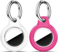 for Apple AirTag 2nd & 1st Gen, Waterproof Case for AirTag Holder Keychain,GPS Tracker Cover for Dog,Car Key,Luggage-I2-White+Rose Red