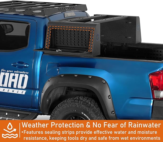 Hooke Road Topsider Truck Bed Tool Box for Jeep Gladiator JT, Toyota Tacoma, Tundra, Ford F-150, Ranger, Ram 1500, Silverado 1500, Colorado, Sierra 1500, Canyon - Heavy Duty Lockable Storage Box