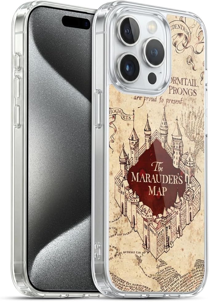 Head Case Designs Officially Licensed Harry Potter The Marauder's Map Prisoner of Azkaban II Gel Case [Military Grade Protection] Compatible with Apple iPhone 15 Pro and Compatible with MagSafe