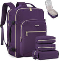 LOVEVOOK Travel Backpack for Women & Men 50L,Airline Approved Carry On Backpack Travel Essentials,TSA Carry on Luggage,Waterproof Personal Item Travel Bag,Suitcase with 3 Packing Cubes,Dark purple