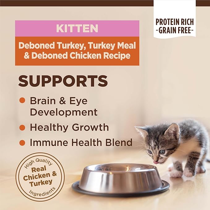 Wellness CORE Kitten Dry Cat Food, Natural, Grain Free Kibble, Turkey Meal and Chicken Recipe, 5 lb Bag