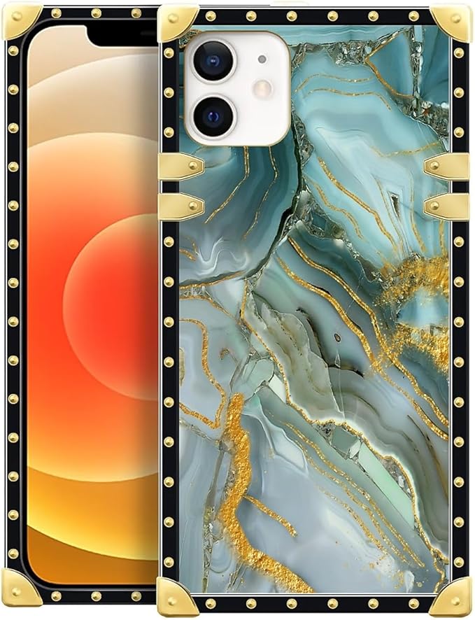 Compatible with iPhone 11 Case, Golden Texture Marble Veining Luxury Golden Decoration for Girl Women Soft TPU Shockproof Protective Hard PC Back for iPhone 11